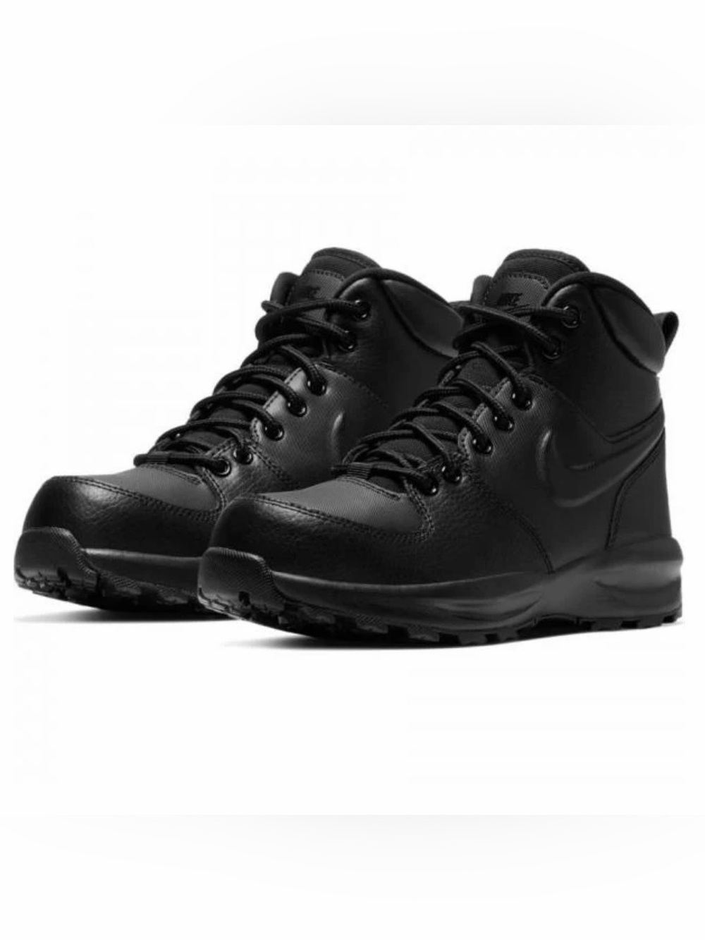 Nike Boy GS Manoa Leather Black Mono Grade School Winter Snow Boots Size 6.5Y